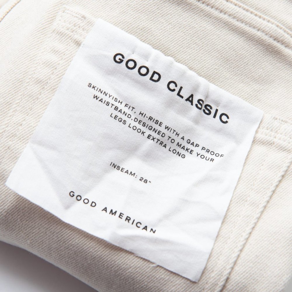 Good American Jeans High Waist Good Classic Straight Leg Denim Cream 0 / 25 New - Picture 6 of 9